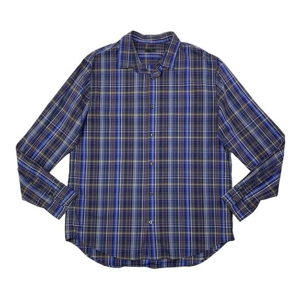 Vince Shirt Mens L Large Checked Cotton Button Up Long Sleeve Collared Casual - Picture 1 of 9